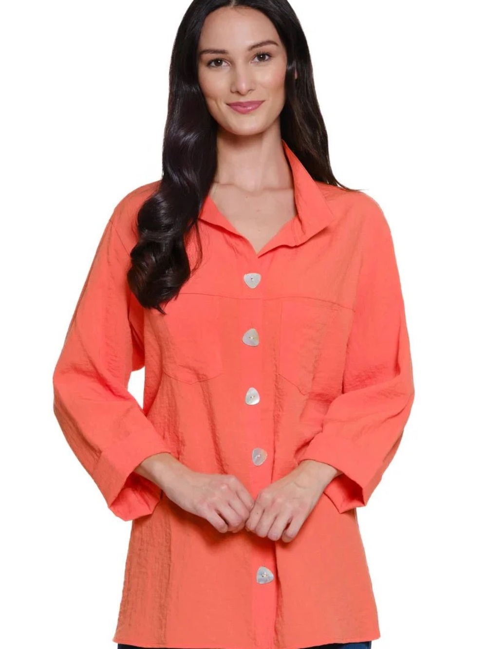 John Mark Solid Camp Shirt 3/4‎ Sleeve Orange Size XL